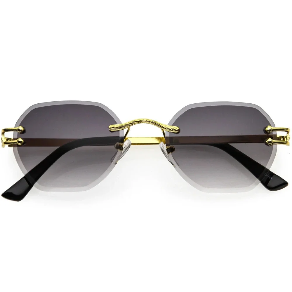Mens Sunglasses Black Lens Geometric Metal Frame Hip Hop Cholo Shape Protection